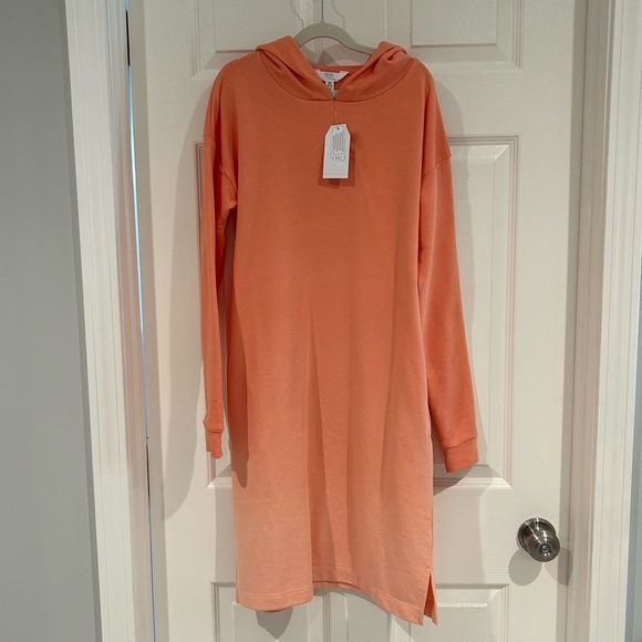 Time & Tru Women Hoodie Lightweight Sweatshirt Dress Coverup Sz XS Orange NWT - Picture 5 of 9